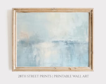 Blue Abstract Sky Art Print: Coastal Nursery Decor (Digital Download)