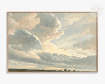 Vintage Cloudscape Oil Painting: 18th Century Rome Sunset (Digital Download)
