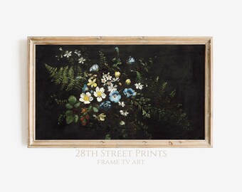 TV-konst med vintageblommor: Digital nedladdning av stämningsfulla blommor
