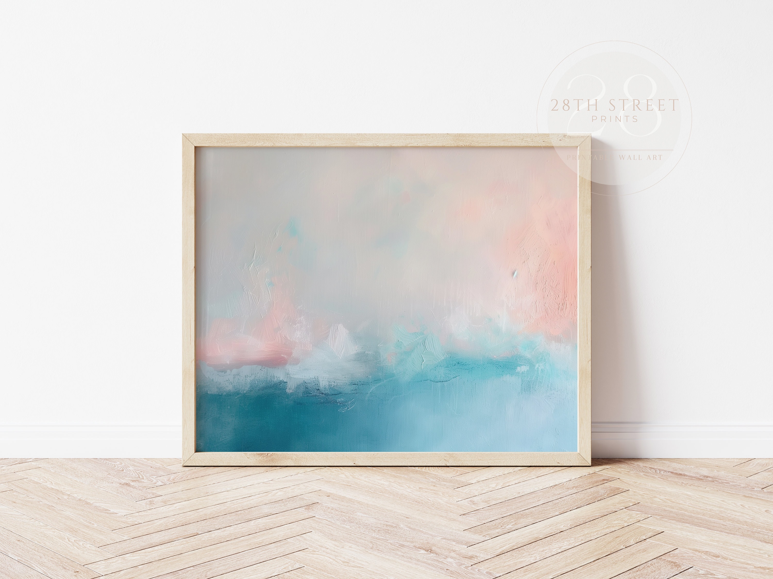 パステル抽象風景画：綿菓子雲油絵（デジタルダウンロード） - Etsy 日本