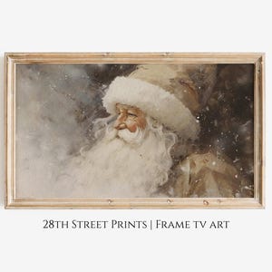 Vintage Santa Frame Tv Art, Neutral Christmas Santa Claus Painting, Digital Download, TV wallpaper, Farmhouse Decor Winter Frame TV