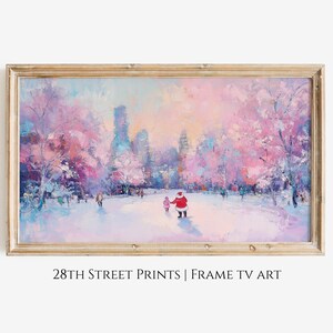 Frame Tv Art Pastel Christmas Santa, Festive Pink Christmas TV art, Digital Download, TV wallpaper, Holiday Decor Winter Frame TV art 4k