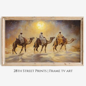 Three Wise Men Christmas Art: Neutral Holiday Frame TV Art (Digital Download)