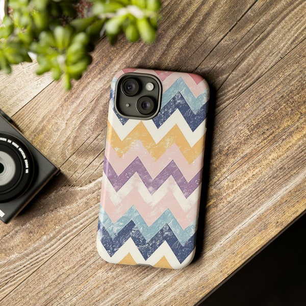 Pastel Chevron Phone Case - iPhone Case, iPhone 15 Case, iPhone 14 Pro Max, iPhone 13, Samsung Galaxy, Google Pixel, Mobile Cover, Promax