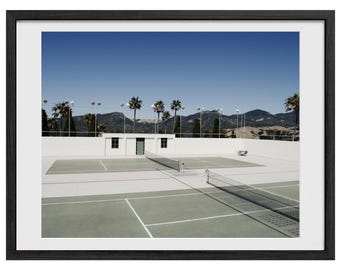 Framed Tennis Court Print | Fine Art California Tennis Photograph | Tennis Palm Trees Wall Art | Tennis Sport Home Decor