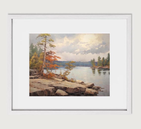 Framed Muskoka Landscape Print | Northern Ontario Fine Art Photography | Vintage Cottage Wall Art | Canadian Lake Home Decor
