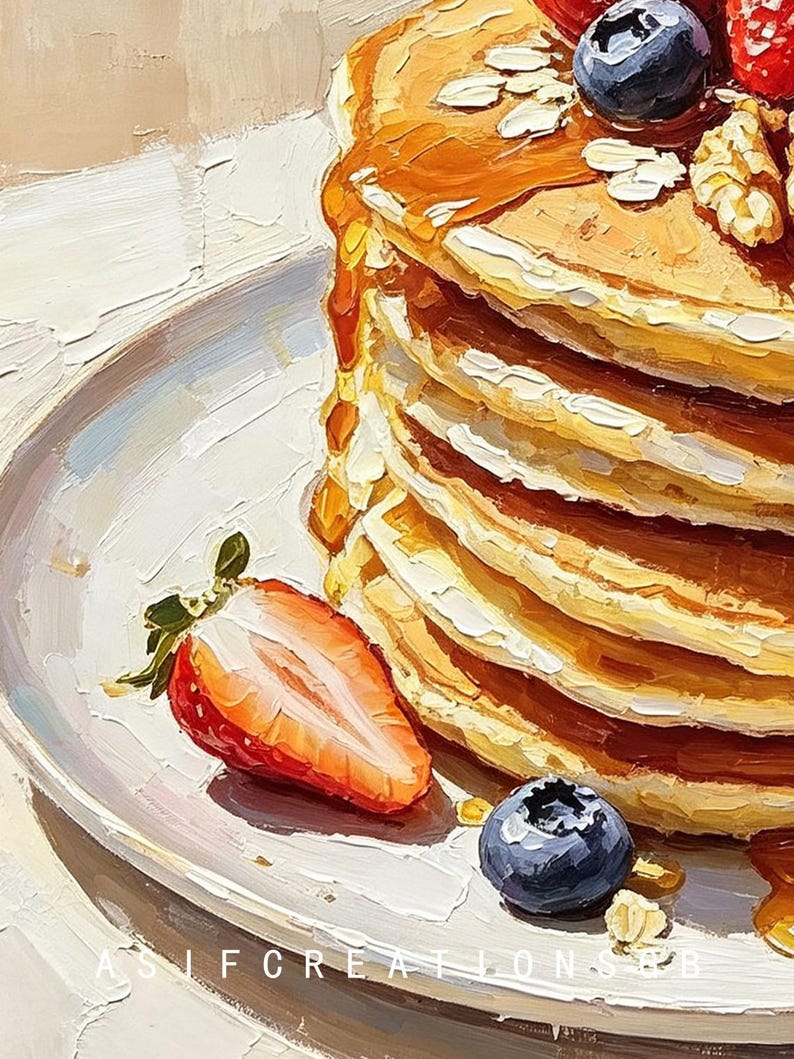 Stack of Pancakes Drizzled With Honey Fresh Mixed Berries on Plate ...