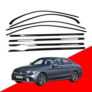 Black Window Trims for Mercedes C-Class W205 2015–2021 Blackout dechrome Night package chrome delete