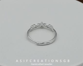 S925 Sterling Silver Angel Wings Couple Ring for Women, Adjustable Open Ring