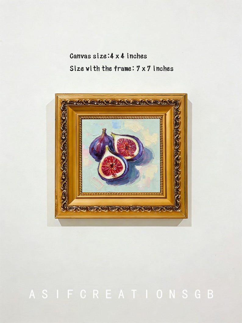 Figs Oil Painting, Purple Figs Halved Red Seeds Still Life Art, Decor ...