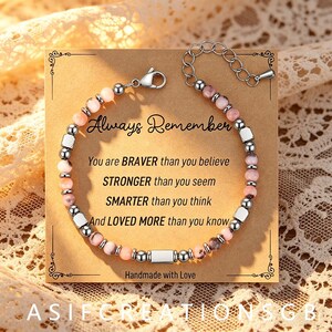 Pink Zebra Turquoise Bracelet 4mm, Couple Matching Bracelets, Natural Stone & Stainless Steel Inspirational Jewelry