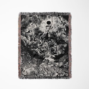Berserk Eclipse Woven Blanket, Dark Fantasy Wall Hanging, Throw Cozy Jacquard Rug, Home Decor Gift For Him, Gothic Tapestry For Anime Fans image 6