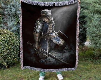 Dark Souls 1 Woven Blanket, Video Game Tapestry, Dark Fantasy Throw, Fromsoft Room Decor, Gift For Him, Medieval Wall Hanging, Gothic Art