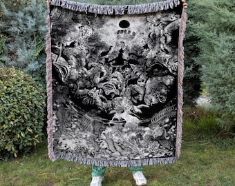 Berserk Guts Woven Blanket – Handmade Cotton Anime Tapestry, Dark