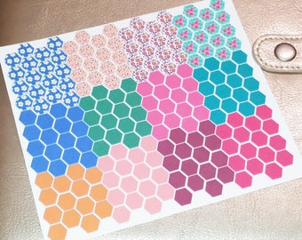 Pegatinas hexagonales para planificador - Planificador feliz - Erin Condren - Diario - Notas - Flores - Tareas pendientes - Pegatinas de recordatorio - Diseño 1