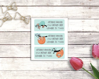 Etiquetas de dirección - Etiqueta de dirección personalizada - Perezoso - Perezosos - Etiquetas de dirección lindas - Correo feliz - Correo postal - Diseño 3