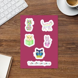Cozy Cats Sticker Bogen – Glänzende Vinyl-Aufkleber für Planer, Journals & mehr