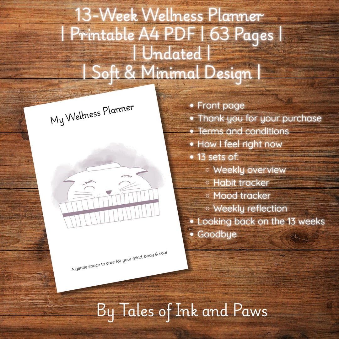 13-week Wellness Planner | Printable A4 PDF | Self Care Journal | Habit ...