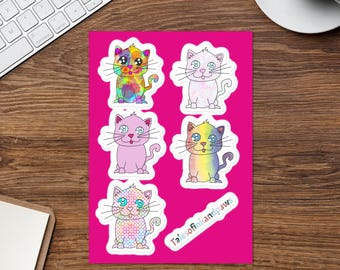 Feuille d'autocollants chat arc-en-ciel – Stickers pour agenda en vinyle brillant