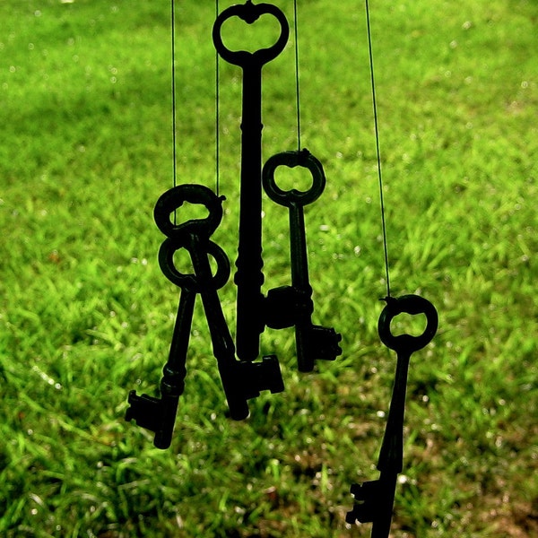 JUMBO skeleton key wind chimes for yard decorating and making guests feel more welcome