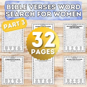 Bible Verses Word Search for Women Part 3, - 32 Fun & Inspiring Puzzles, Digital Downloadable Book,  Motivational, Affirmational, Positivity