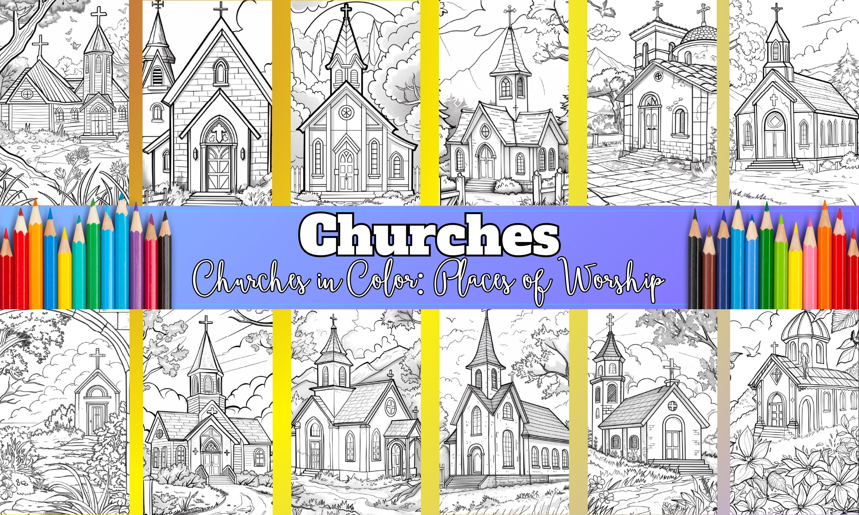 Churches in Color, Part 1, Places of Worship, 25 Gorgeous Coloring ...