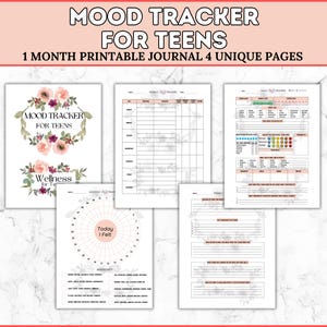 Mood Tracker for Teens, Wellness for Teens, Monthly Weekly and Daily Tracking Journal, Encourage Reflection and Growth,  Healthy Insightful