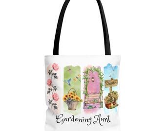 Floral Gardening Tote Bag | Garden Lover Market Bag, Plant Aunt Gift