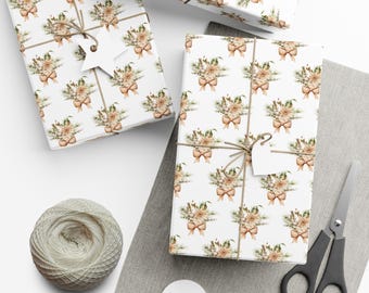 Papel de regalo floral, elegante papel de regalo para ocasiones especiales, acabado satinado mate.