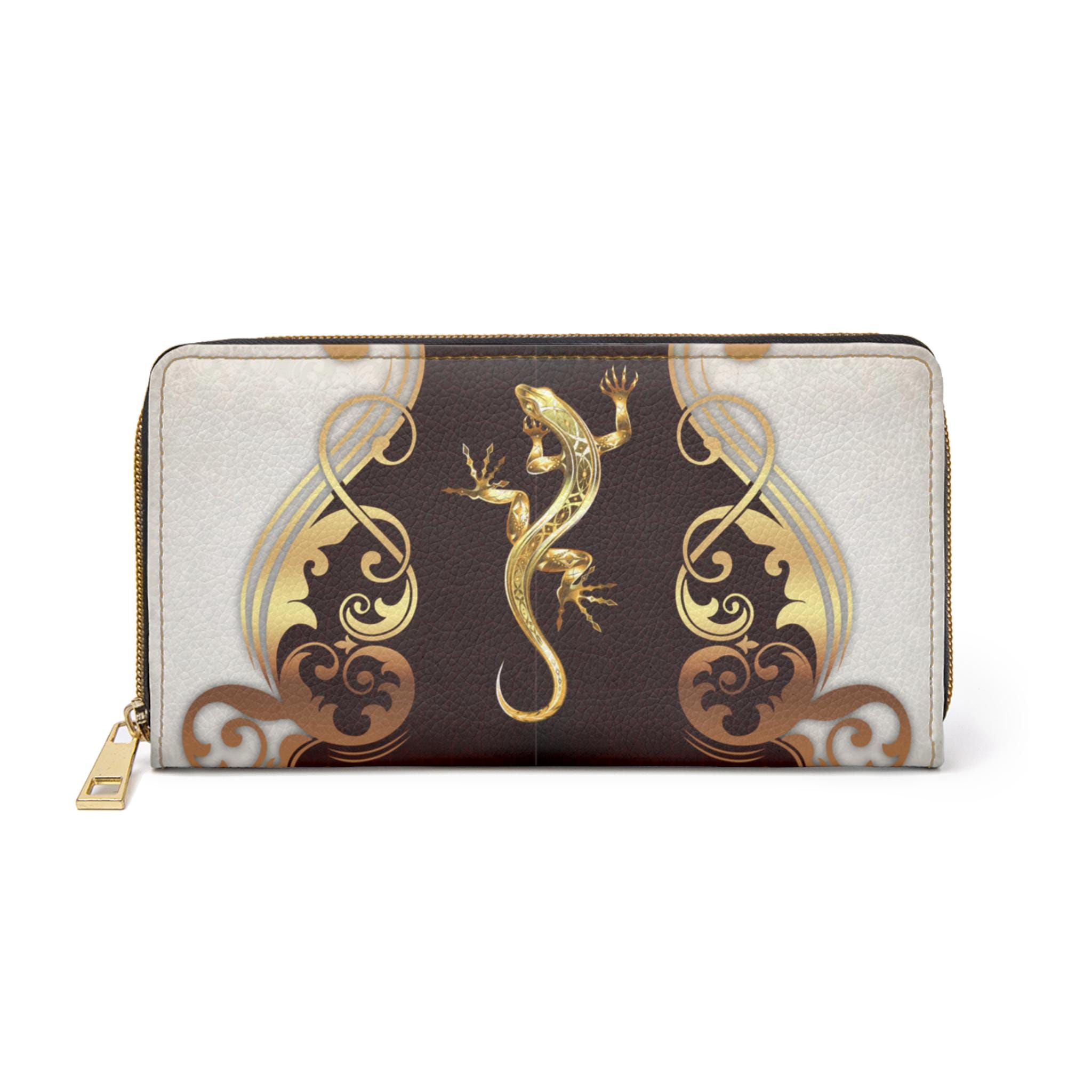 Portefeuille En Cuir De Lézard Authentique - Couleur Prune - Occasion Très Bon état - Homme Ou Femme