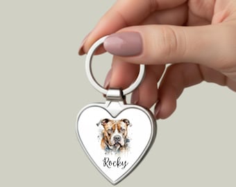 Personalized Rocky Heart Dog Keychain – Stainless Steel Pet Memorial Keepsake
