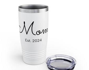 Ringneck Coffee Tumbler for MOM or DAD est. 2024, 20oz for Hot or Cold Drinks, Unique New Parent Gift