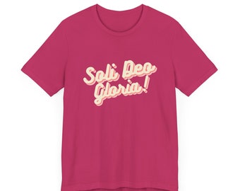 Soli Deo Gloria! | Jersey Short Sleeve Tee: Pink | Cozy and Stylish, Unisex Cotton T-Shirt for Men and Women | Unique Christian Gift