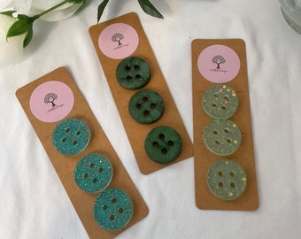 Handmade Large Buttons In Shades of Green