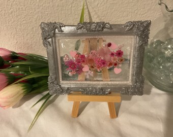 Miniature Frame with Hearts and Flowers - Great Gift for Mother's Day!