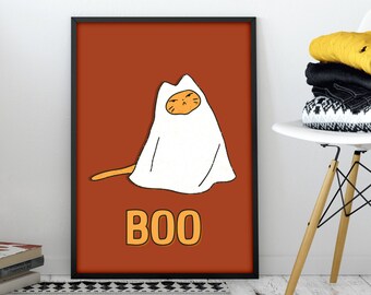 Funny Cat Digital Wall Art Print, adorable cat poster, Halloween cat poster, aesthetic cat poster, cat lover gift, funny cat art