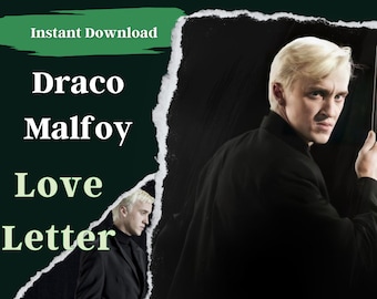 Lettera d'amore di Draco Malfoy, lettera del personaggio, fan art della scuola di magia, nota d'amore di Draco Malfoy, lettera di angoscia, download istantaneo con regalo bonus!