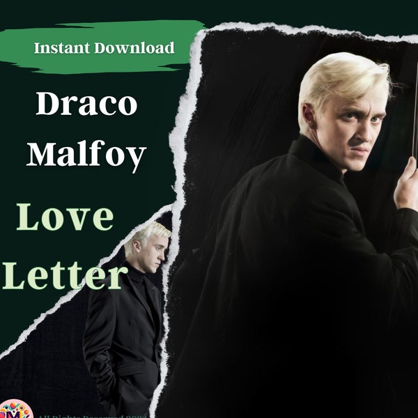 Draco Malfoy Love Letter, character letter, magic school fan art, Draco Malfoy love note, angst letter, instant download with Bonus Gift!