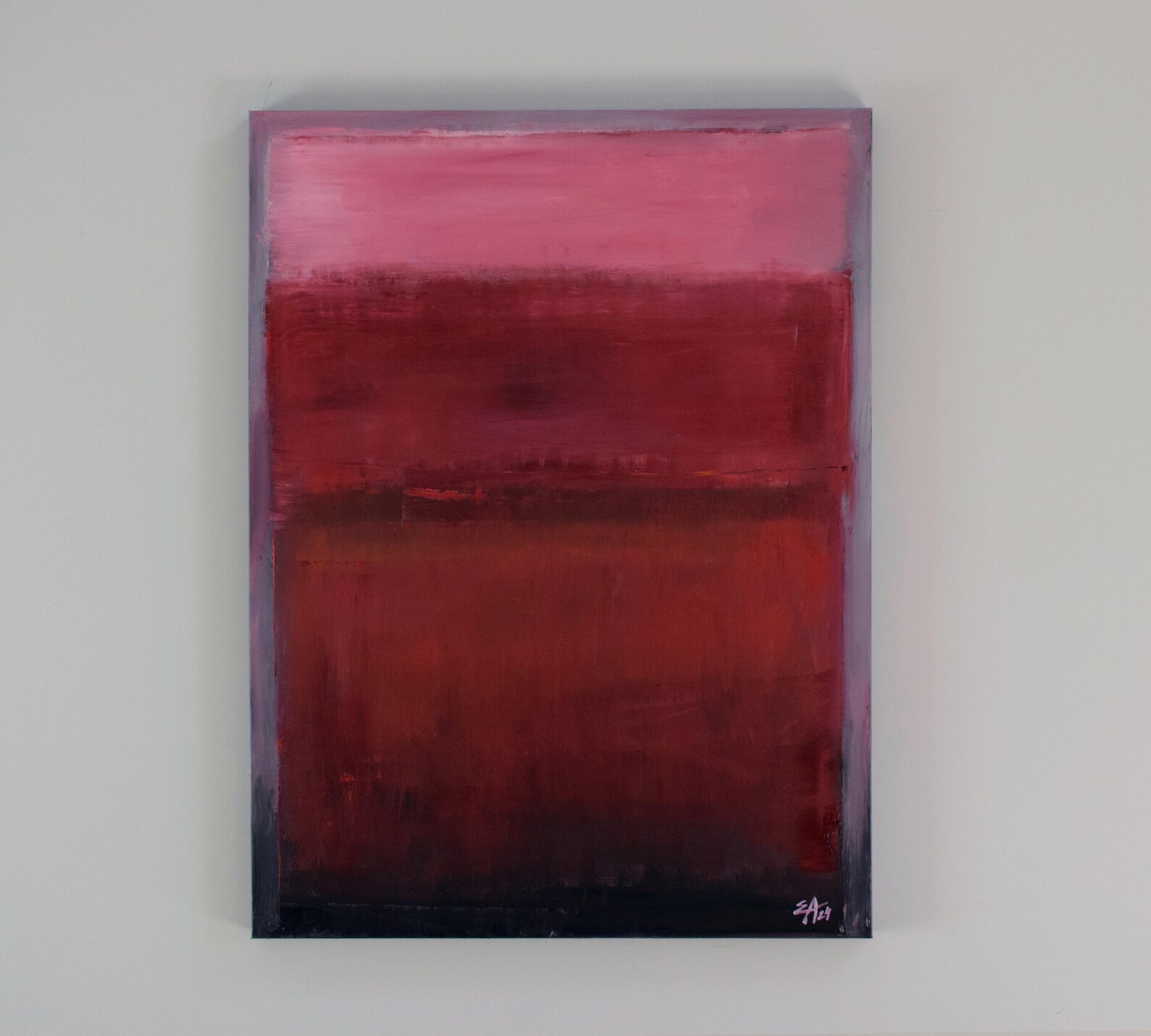 Deep Burgundy Color, Raspberry, Vertical, Original Oil Painting on ...