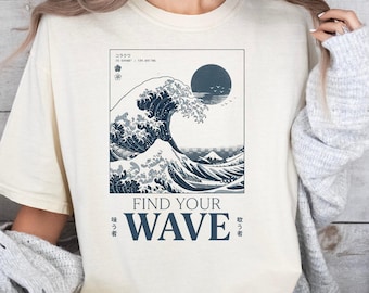Hokkaido Wave Retro Japanese Surf T-shirt | Ukiyo-e Great Wave Graphic Tee