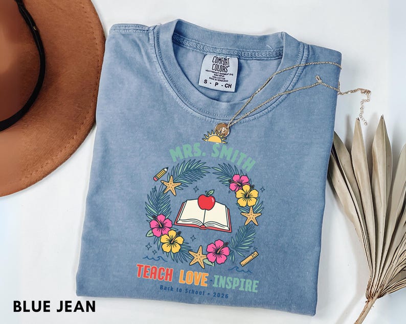 Personalized Teacher Shirt Tropical Teacher Gift Teach Love Inspire Tee Back to School Shirt Custom Teacher Name Summer Teacher Gift image 11