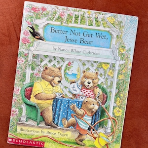 Better Not Get Wet, Jesse Bear  Vintage Children&#39;s 1980s Softcover Book by Nancy White Carlstrom