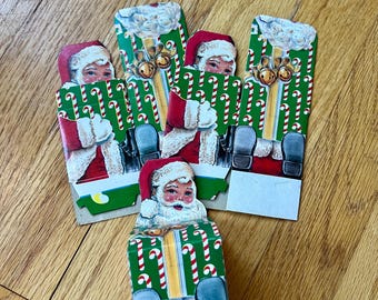 Vintage 1980s Christmas Santa Folding Paper Candy Gift Boxes - Set of 3