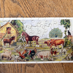 Victory Farmyard Vintage 1960s Wood Puzzle, Vintage Children’s Picture Puzzle, Antique Farm Animal Jigsaw Puzzle, Animal Ephemera