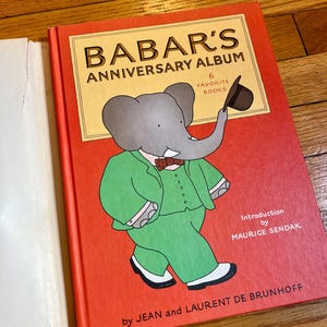 Album anniversaire de Babar, livre d&#39;images vintage des années 1980 pour enfants à couverture rigide, six histoires dans un livre !