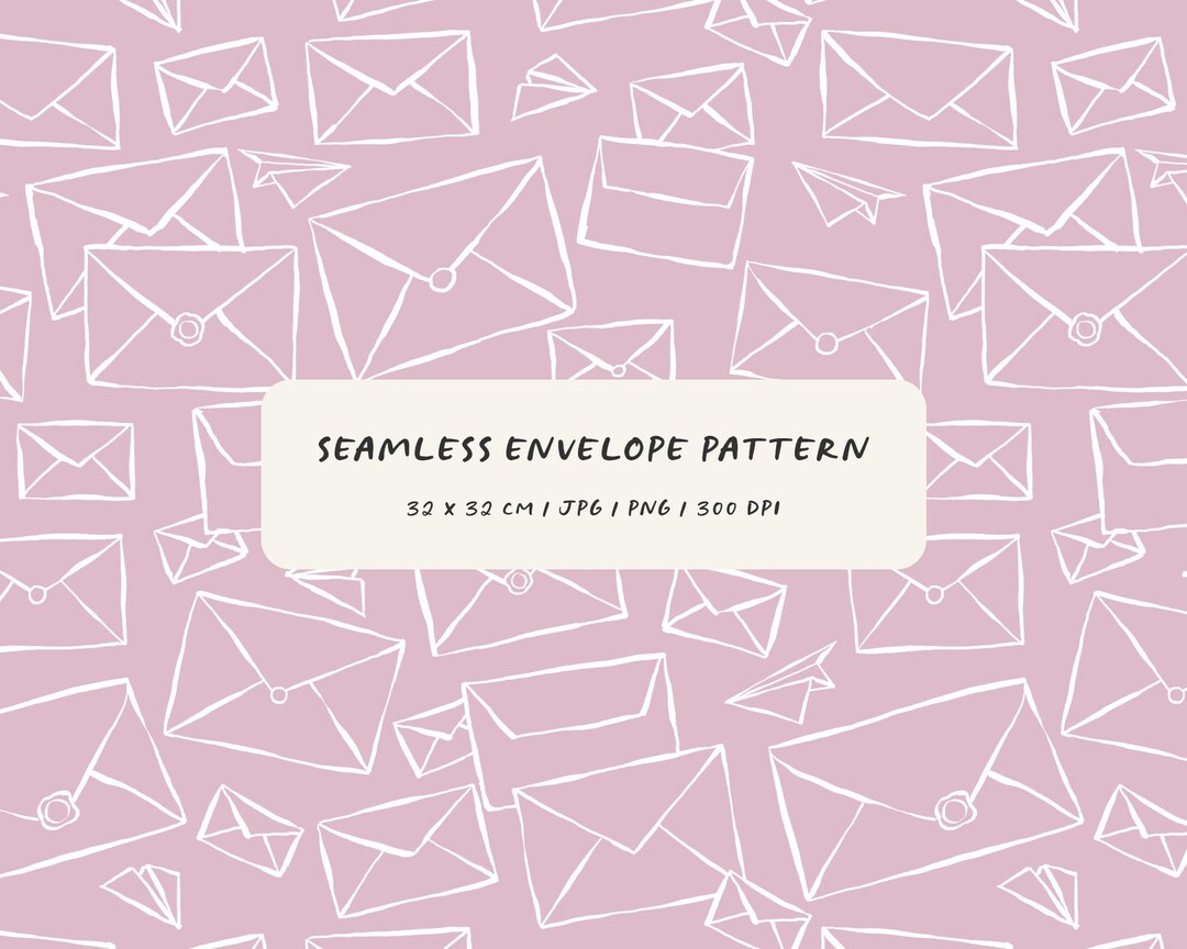 Seamless Envelope Pattern (JPG and PNG). Hand Drawn Letters and Paper ...
