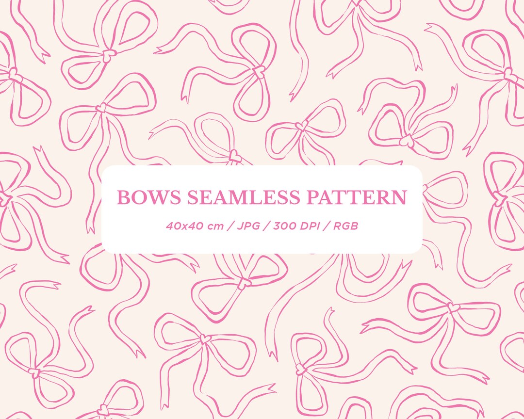 Seamless Bow Pattern. Repeating Pink Bow Background. Seamless Digital ...
