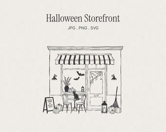 Halloween Storefront Illustration. Spooky Shop Exterior. PNG, JPG & SVG