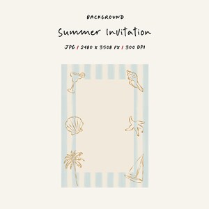Fondo JPG de verano para invitaciones, menú, tarjeta de regalo. Fondo a rayas con ilustraciones dibujadas a mano. Fondo para publicaciones.