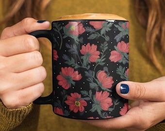 Floral mug lover coffee cup, vintage floral mug boho coffee cup, botanical lover mug gift, cottagecore teacup Unique Gift